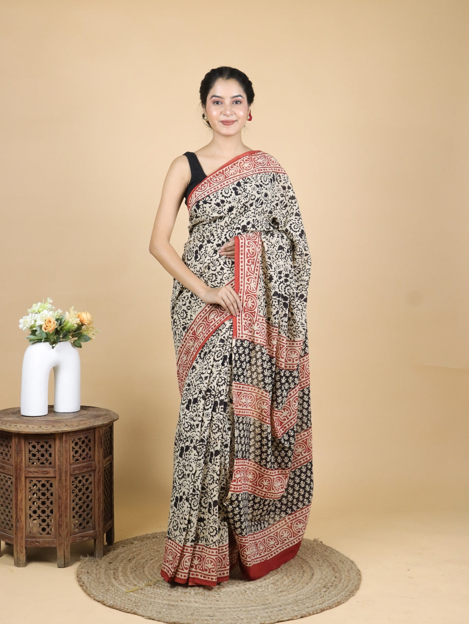 Bagru Printed Mul Cotton Saree