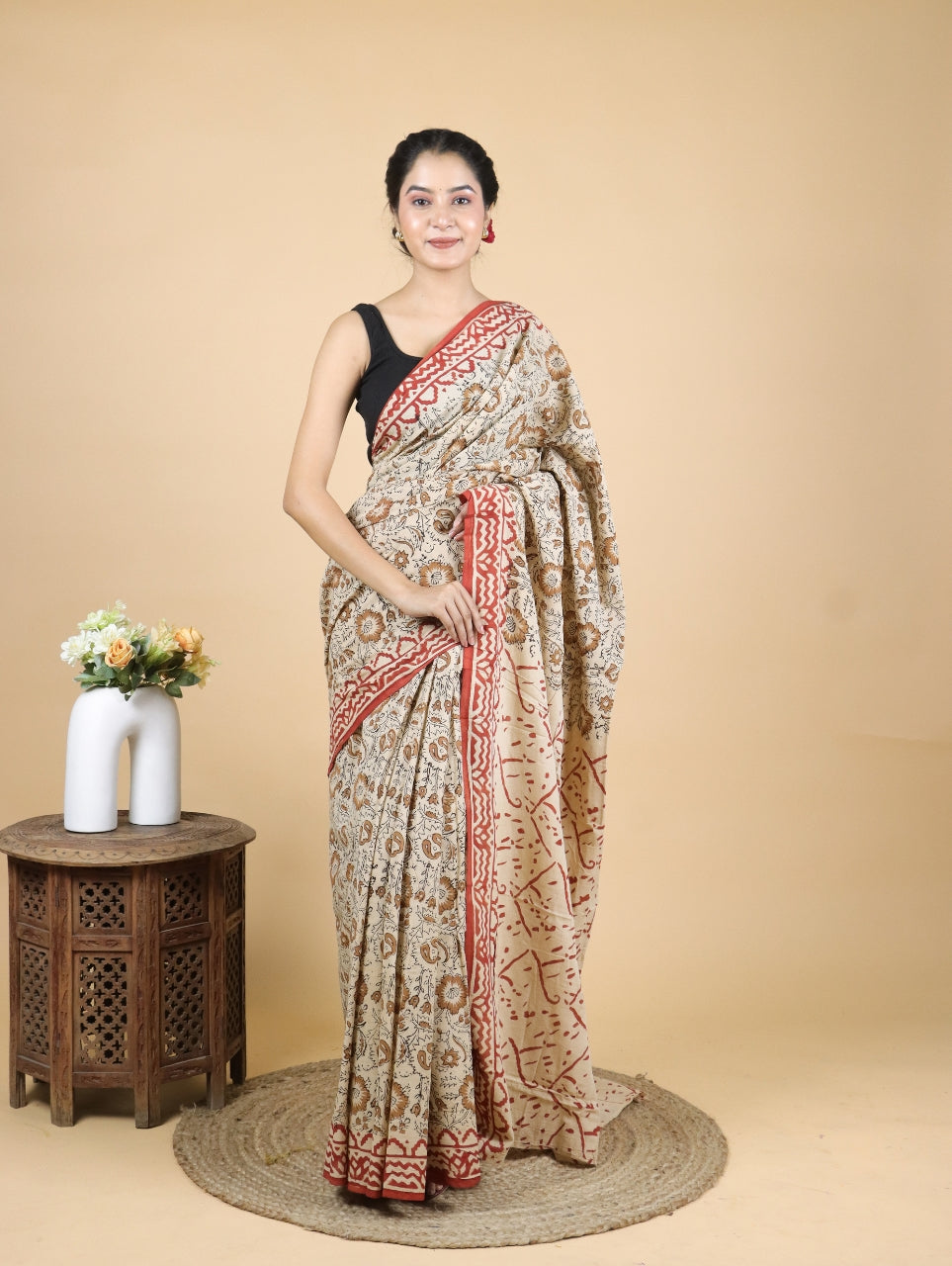 Bagru Printed Mul Cotton Saree