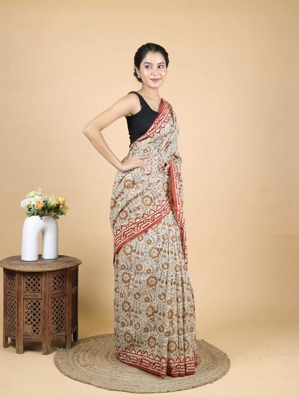 Bagru Printed Mul Cotton Saree