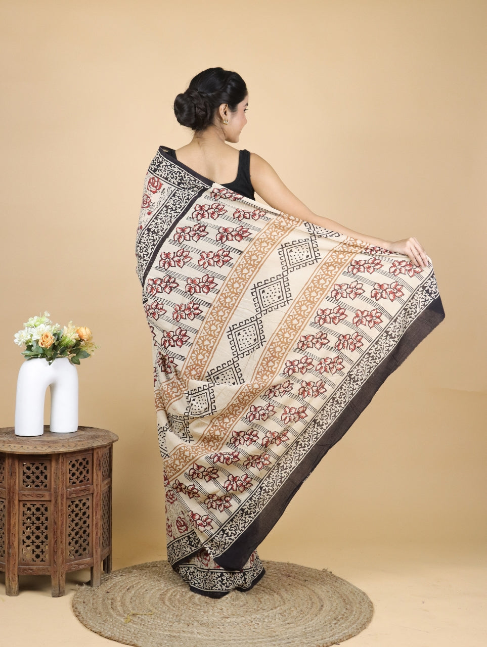 Bagru Printed Mul Cotton Saree