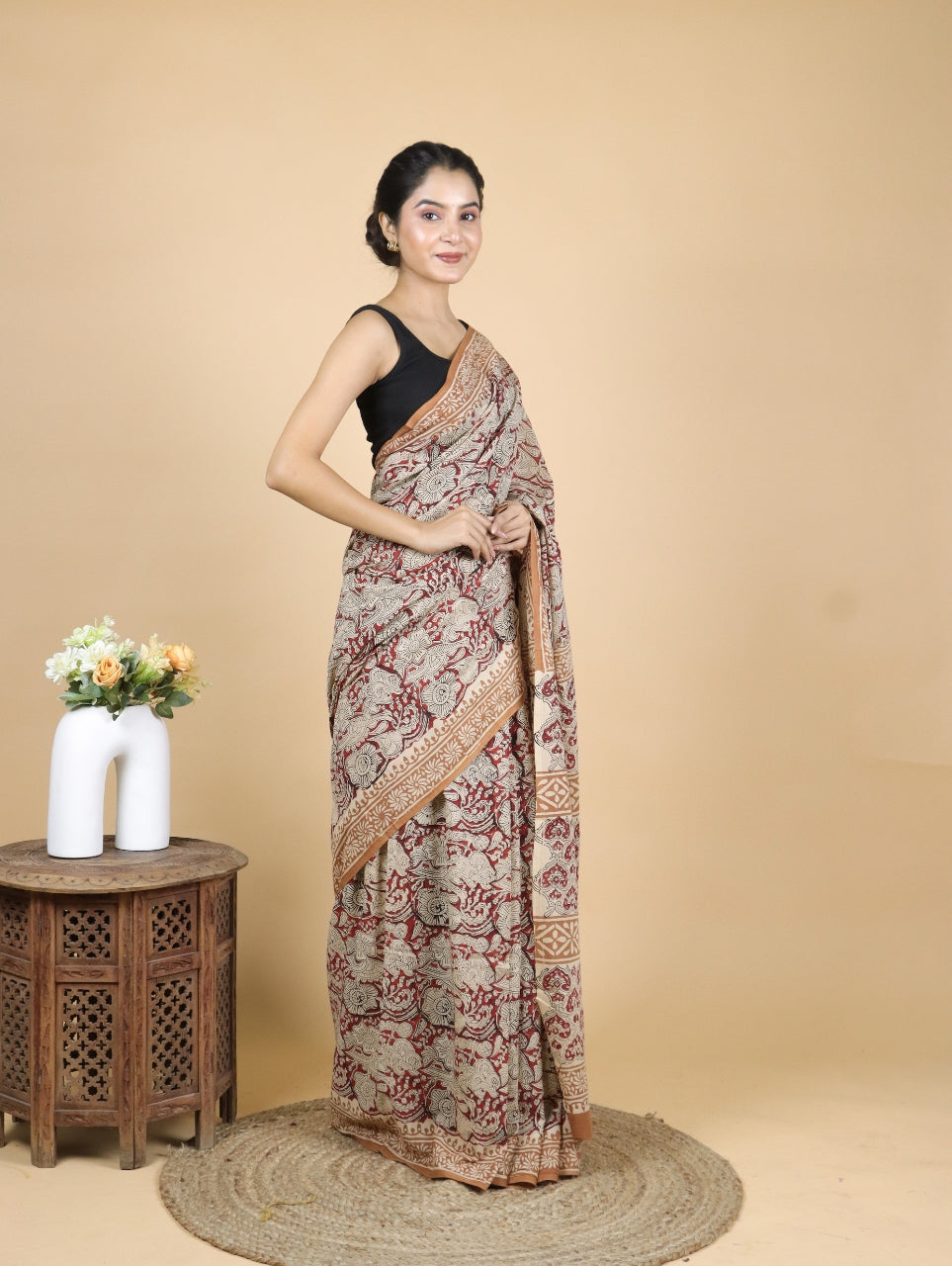 Bagru Printed Mul Cotton Saree