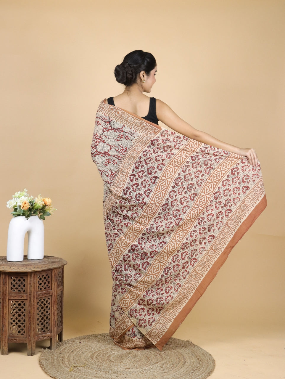Bagru Printed Mul Cotton Saree