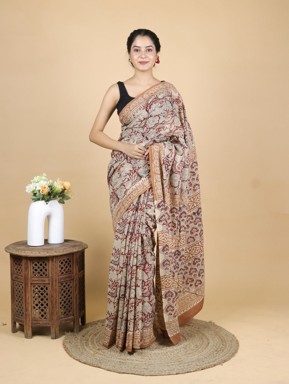 Bagru Printed Mul Cotton Saree