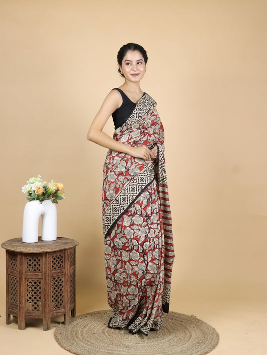 Bagru Printed Mul Cotton Saree