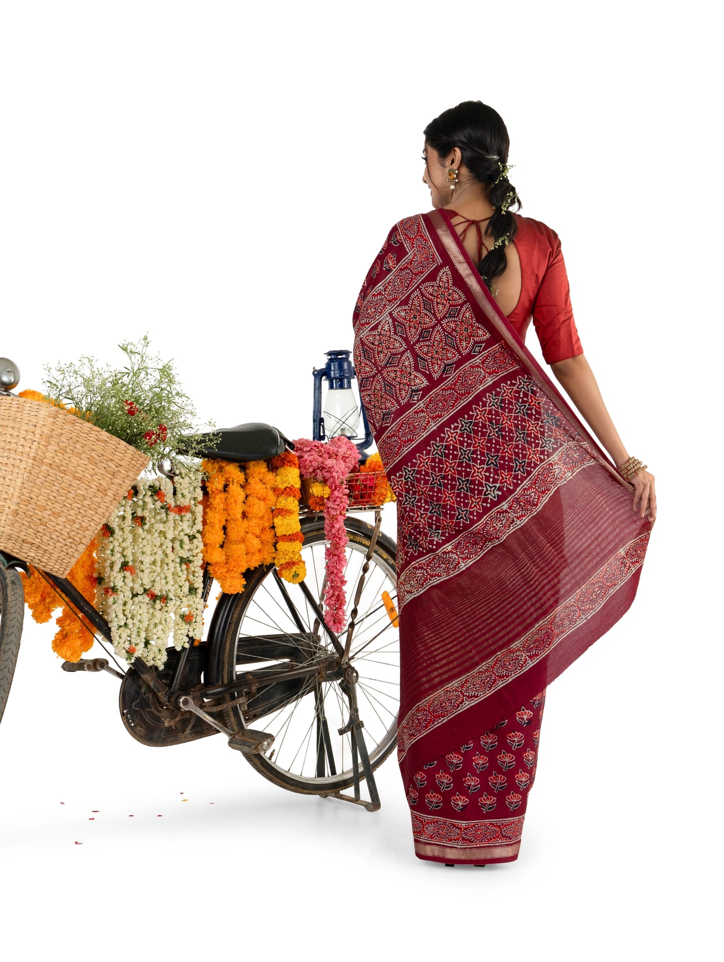 Maroon Art Silk Crepe with Naptol BlockPrinted Saree