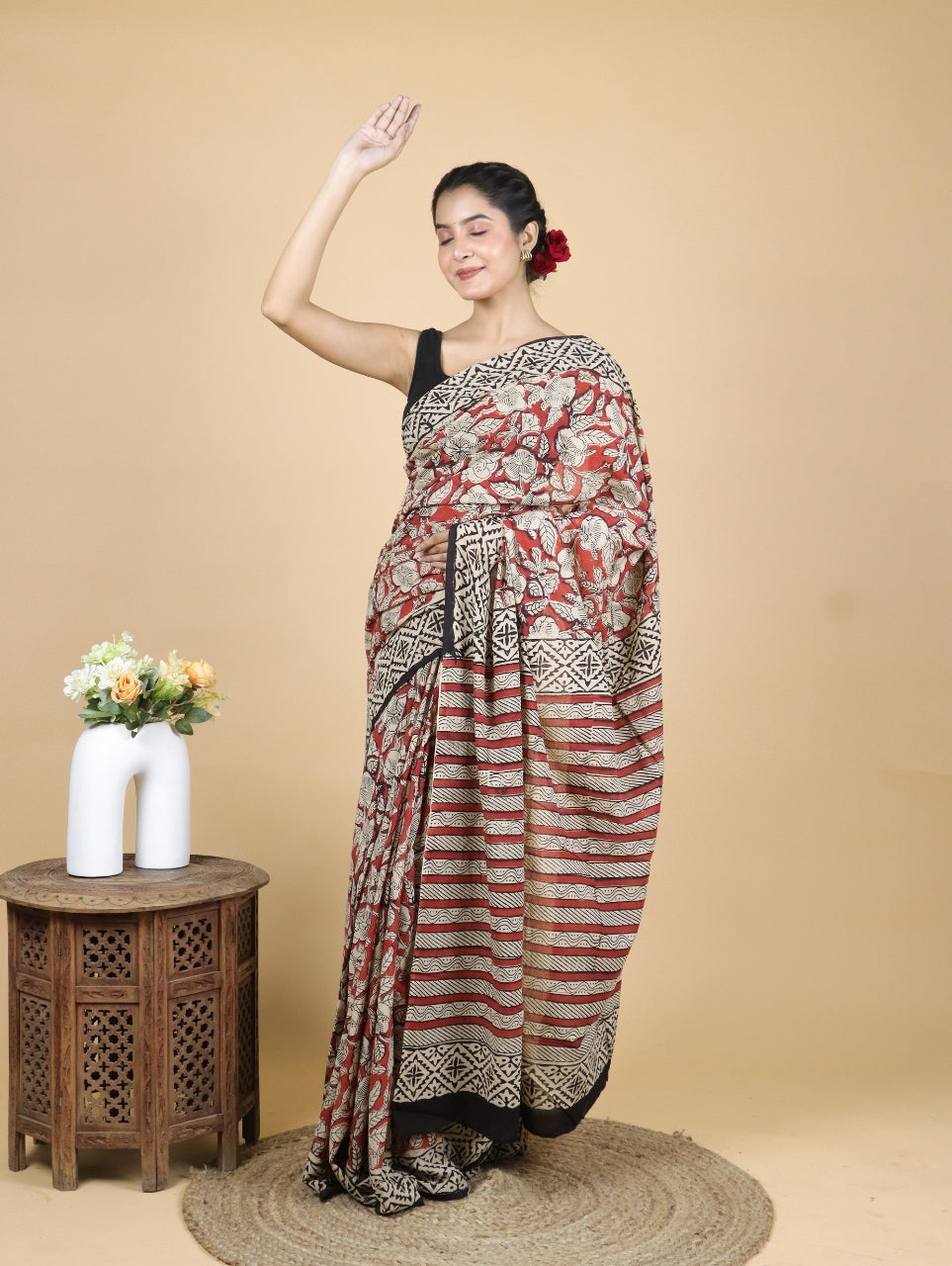 Bagru Printed Mul Cotton Saree
