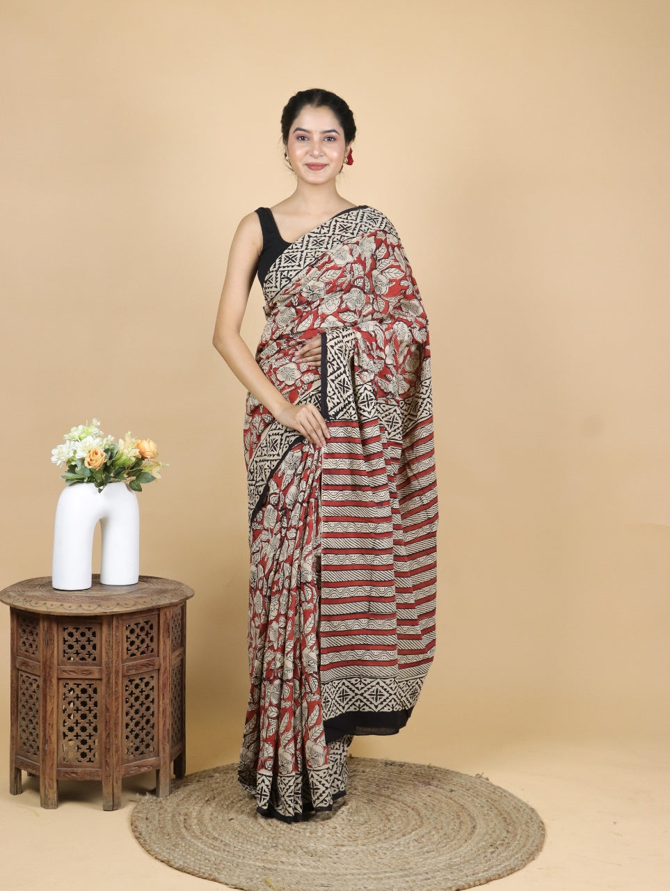 Bagru Printed Mul Cotton Saree