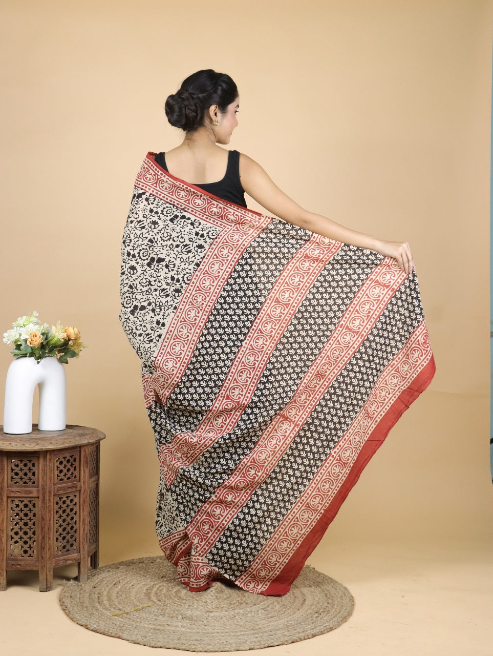 Bagru Printed Mul Cotton Saree